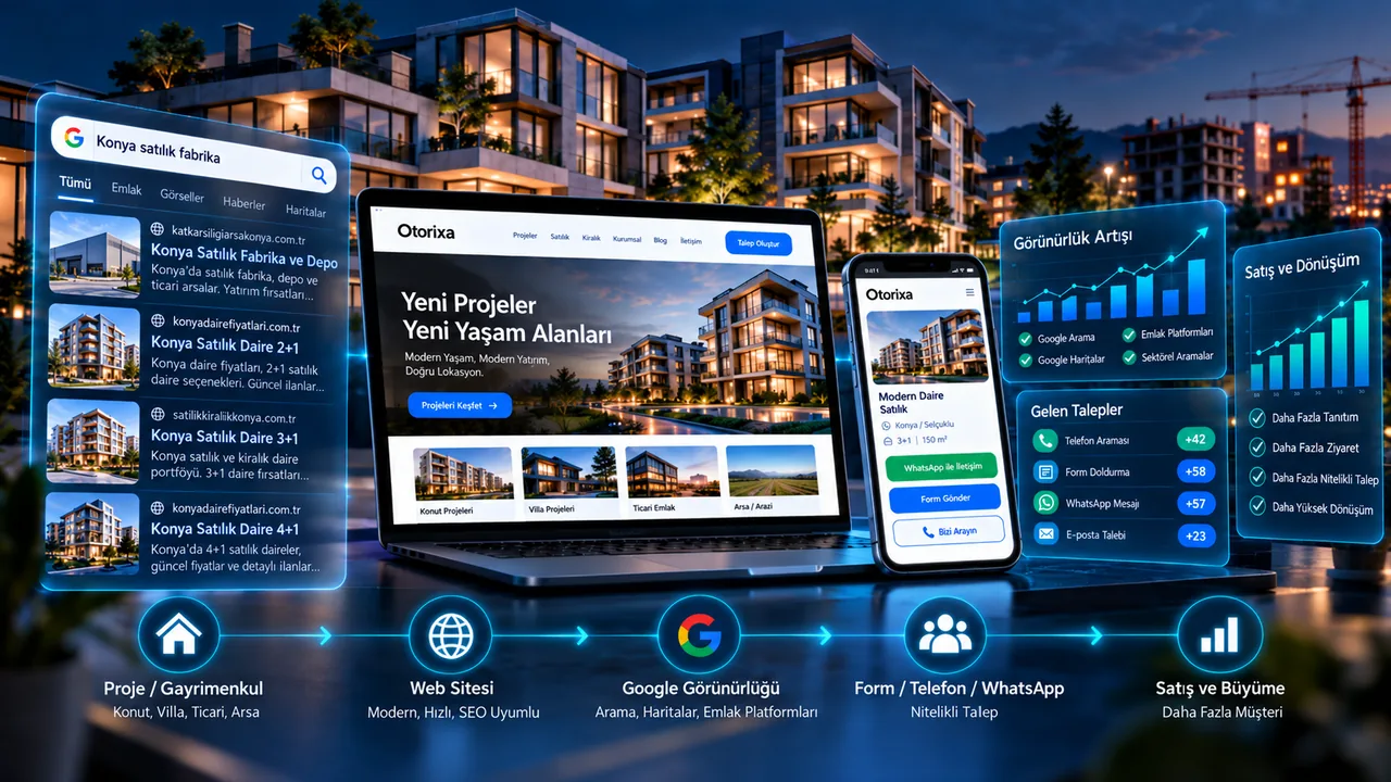 Emlak & İnşaat — Emlak ve inşaat projeleri için web sitesi, Google görünürlüğü ve müşteri talep sistemi