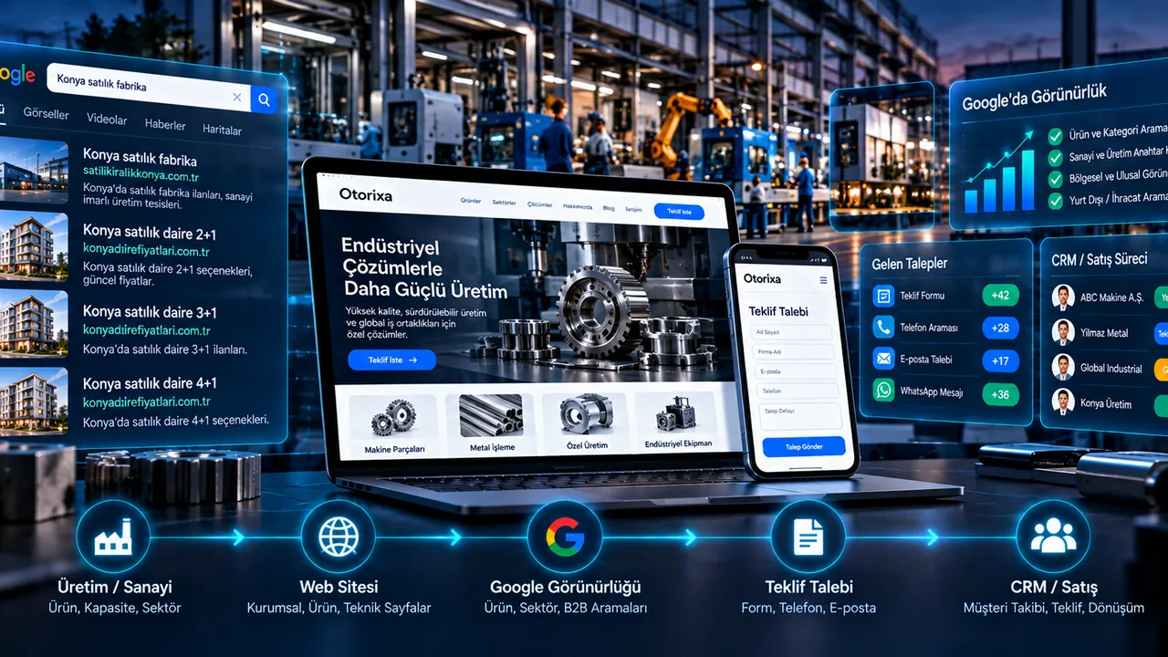 Üretici / Sanayi — Üretici ve sanayi firmaları için B2B web sitesi, SEO görünürlüğü ve teklif talep sistemi