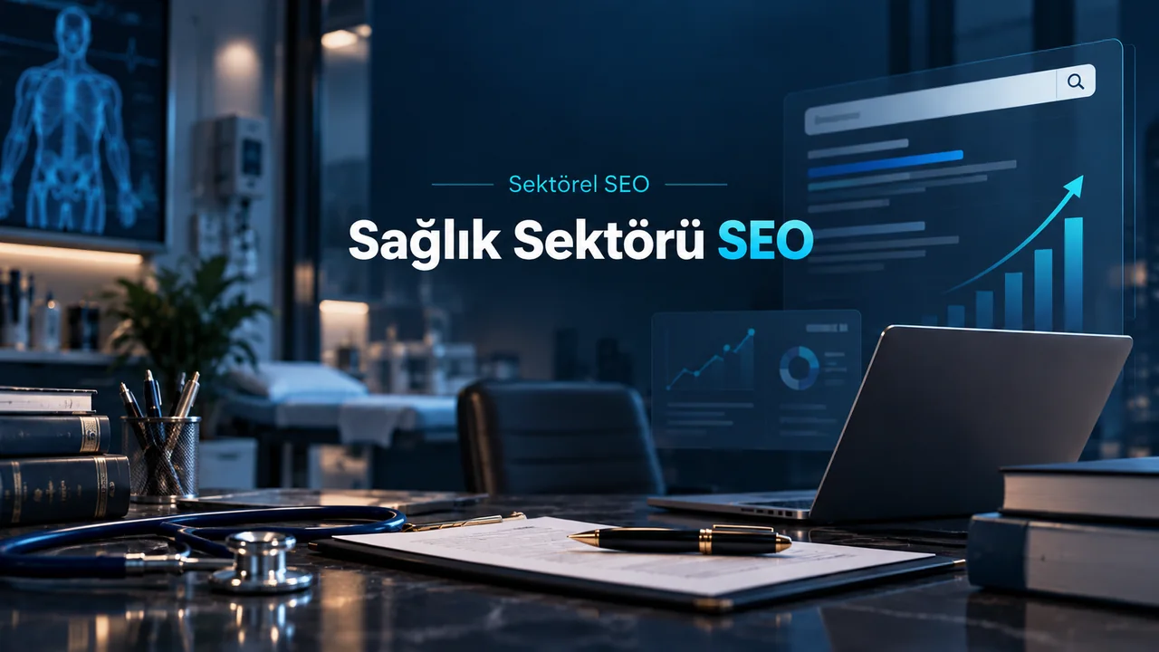 Sağlık sektörü SEO için klinik hizmetleri, arama görünürlüğü ve ölçüm konsepti