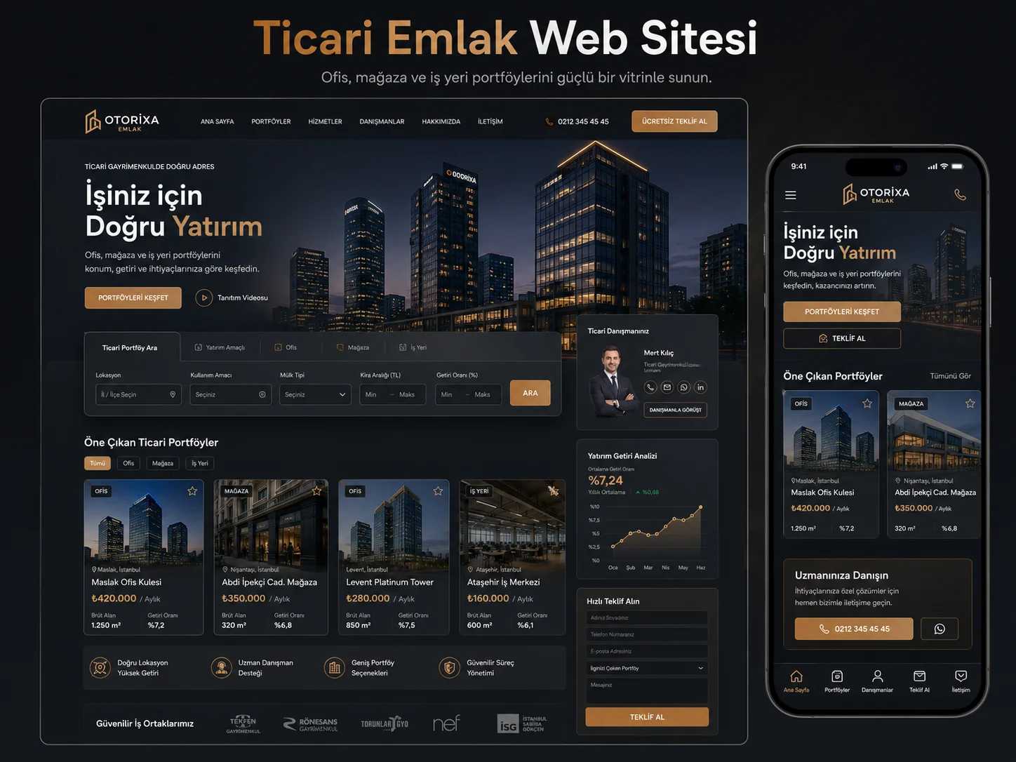 Ticari Emlak Web Sitesi, Ofis, Mağaza ve İş Yeri İçerikleri